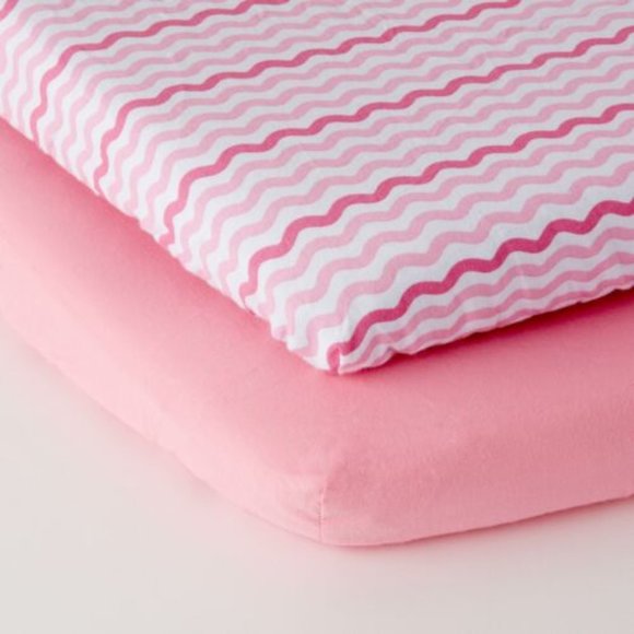 Parent's Choice 100% Cotton Playard Sheets Pink - Picture 1 of 4